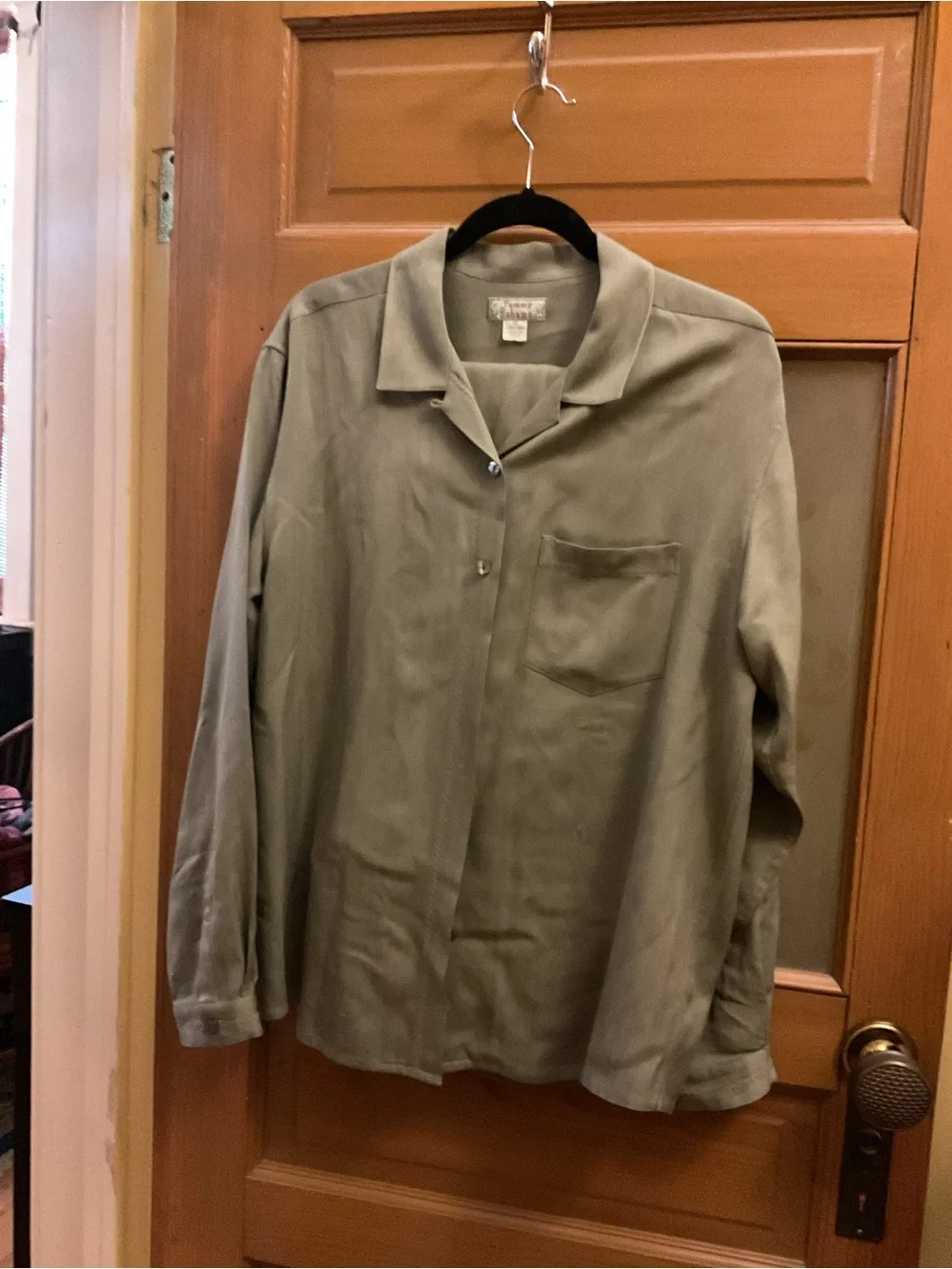 2 piece Tommy Bahama Sage Green Relaxed Button-Front shirt/jacket and trousers